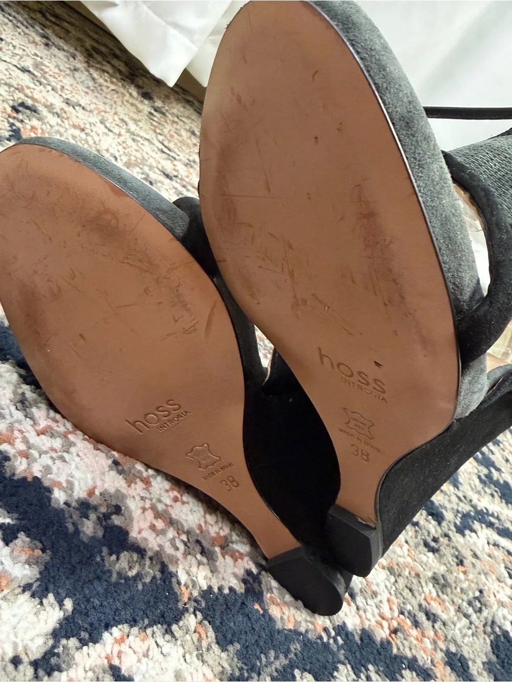 Hoss Intropia Black Suede Leather Lace-Up Wedge Sandals Heels Size 8